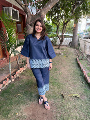 Soft denim embroidered top - MYSANSKRITAM