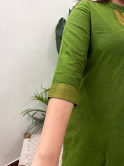 Parrot green Narayanpeth border kurti