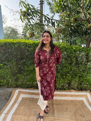 Wine big flower kodhi kurta