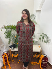 Premium Modal deep maroon long kurta - MYSANSKRITAM