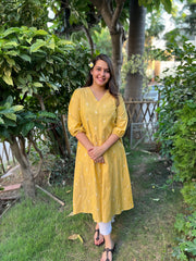 Lemon Buti Basic Kurta - MYSANSKRITAM