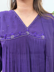 Purple embroidered suit set