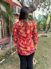 Red floral button shirt