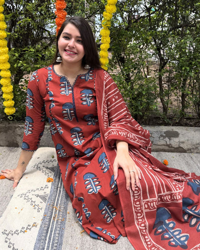Maroon big buta Aline full suit set