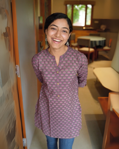 Dark purple ban neck kurti