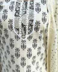 White Grey handblock printed suit set