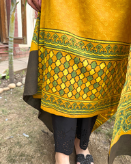 Mustard Ajrakh kurta duppata set