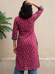 Cherry red Floral Buti Printed Kurta