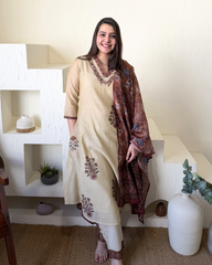 Cream buta Chanderi full suit set
