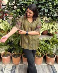 Green digital modal silk shirt