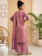 Pink Floral Cotton Suit Set