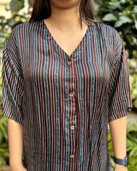 Premium black lines Modal silk Shirt