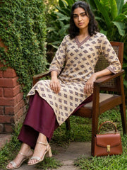 Cream barfi kurta