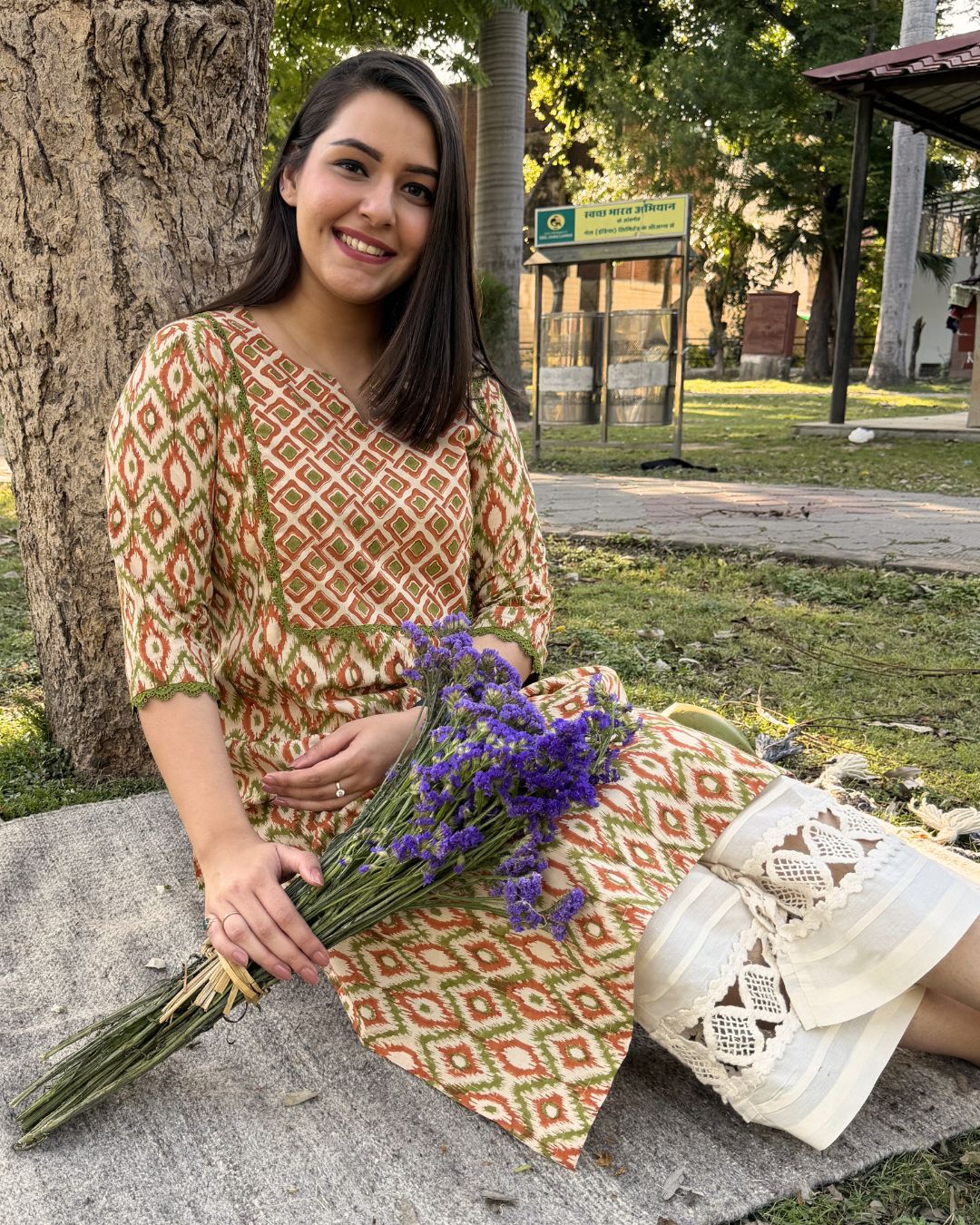 Kesari Handblock Printed kurta