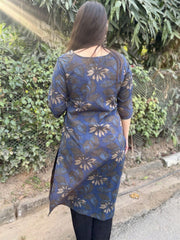 Blue big flower kurta