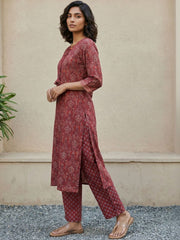 Rust-red cotton suit set