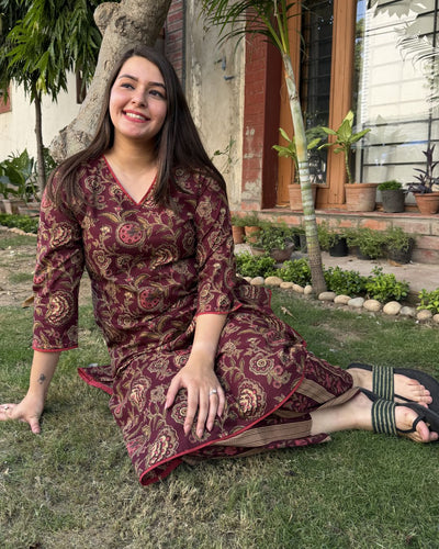Burgundy floral jaal Coord set