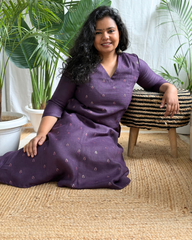 Dark Purple Embroidered A-line Kurta