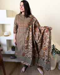 Mehendi green embroidered suit set