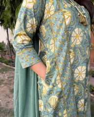 Pista Green yellow Lacework Aline full suit set