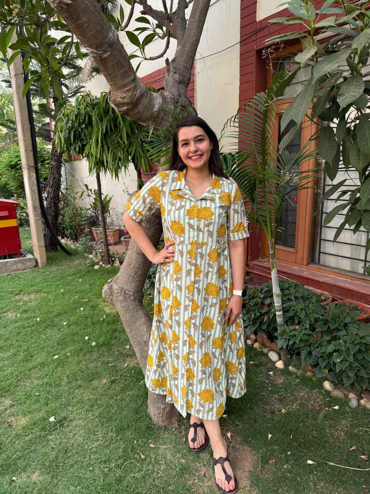 Indowestern Flower collar dress