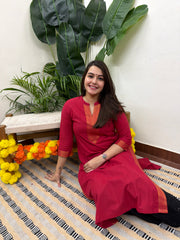 Red Narayanpeth border kurti
