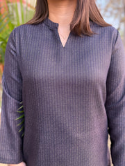 Blue self design woollen short kurti