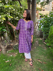 Purple Bagru Kurta - MYSANSKRITAM