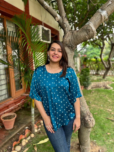 peacock Bandhini Modal silk free flow top