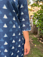 Indigo geometric Kantha kurta - MYSANSKRITAM