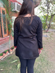 Black Kanni embroidered short kurti