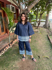 Soft denim embroidered top - MYSANSKRITAM