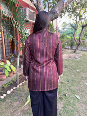 Multi line woollen short kurti