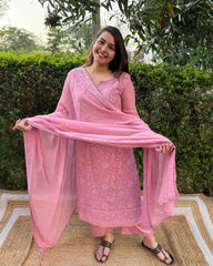 Rose pink Lucknowi Full suit set