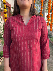 Maroon south cotton zig zag kurta