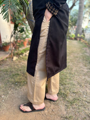 Black beige woollen coord set