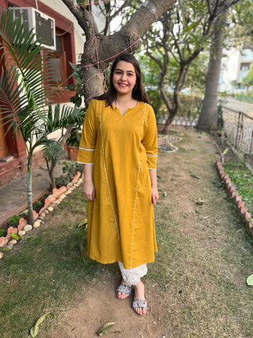 Mustard A-line Basic kurta