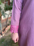 Onion Pink Woollen suit set with Shawl - MYSANSKRITAM