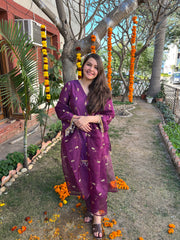 Purple embroidered Suit set