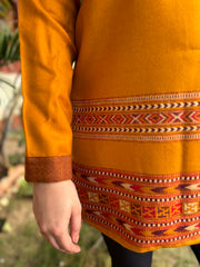 Mustard Kullu border woollen short kurti