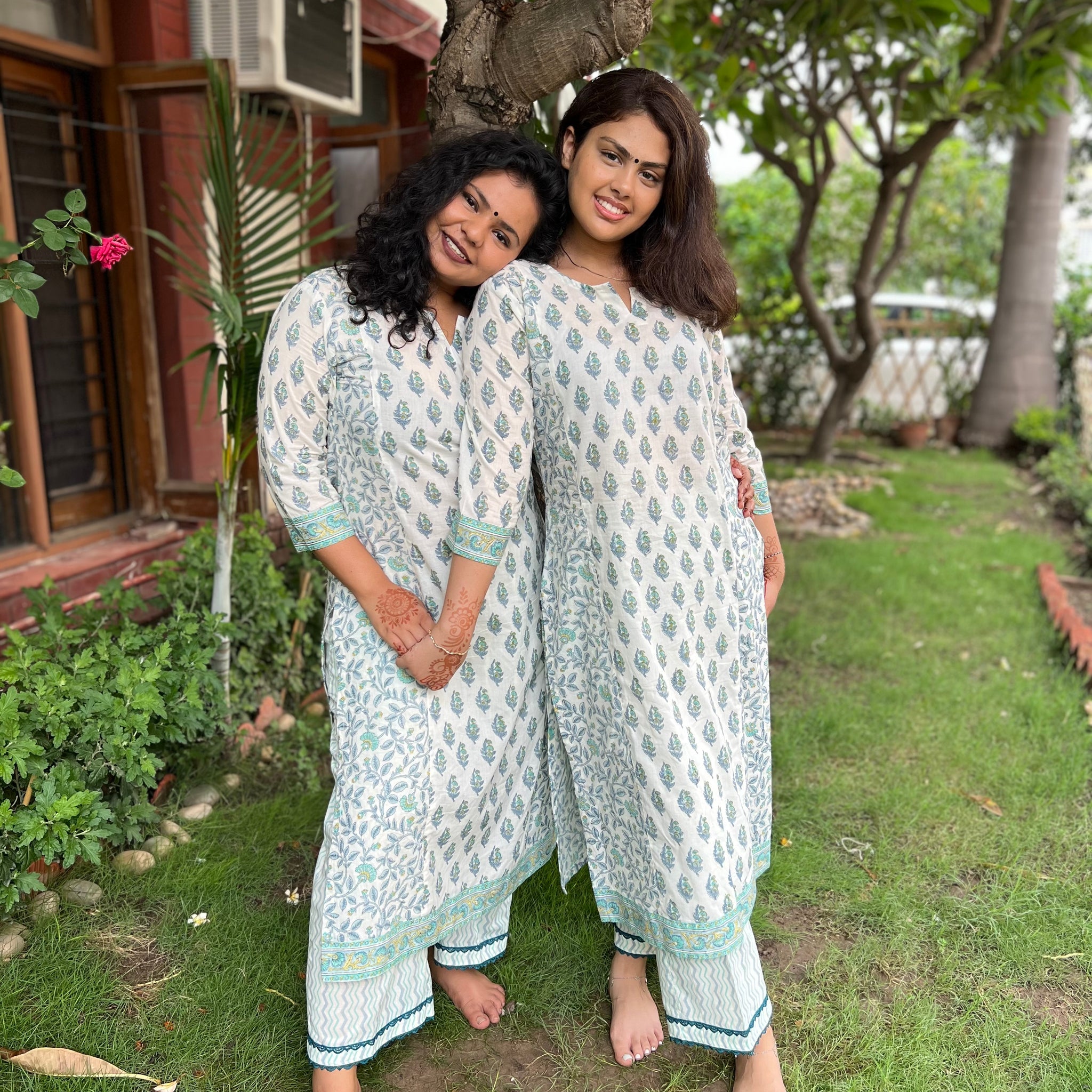 Sea green kali kurta pant set