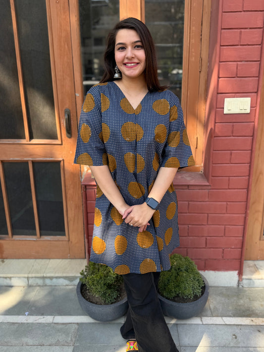 Indigo Polka Top by Sanskritam