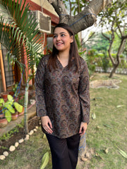 Multi ambi floral woollen short kurti