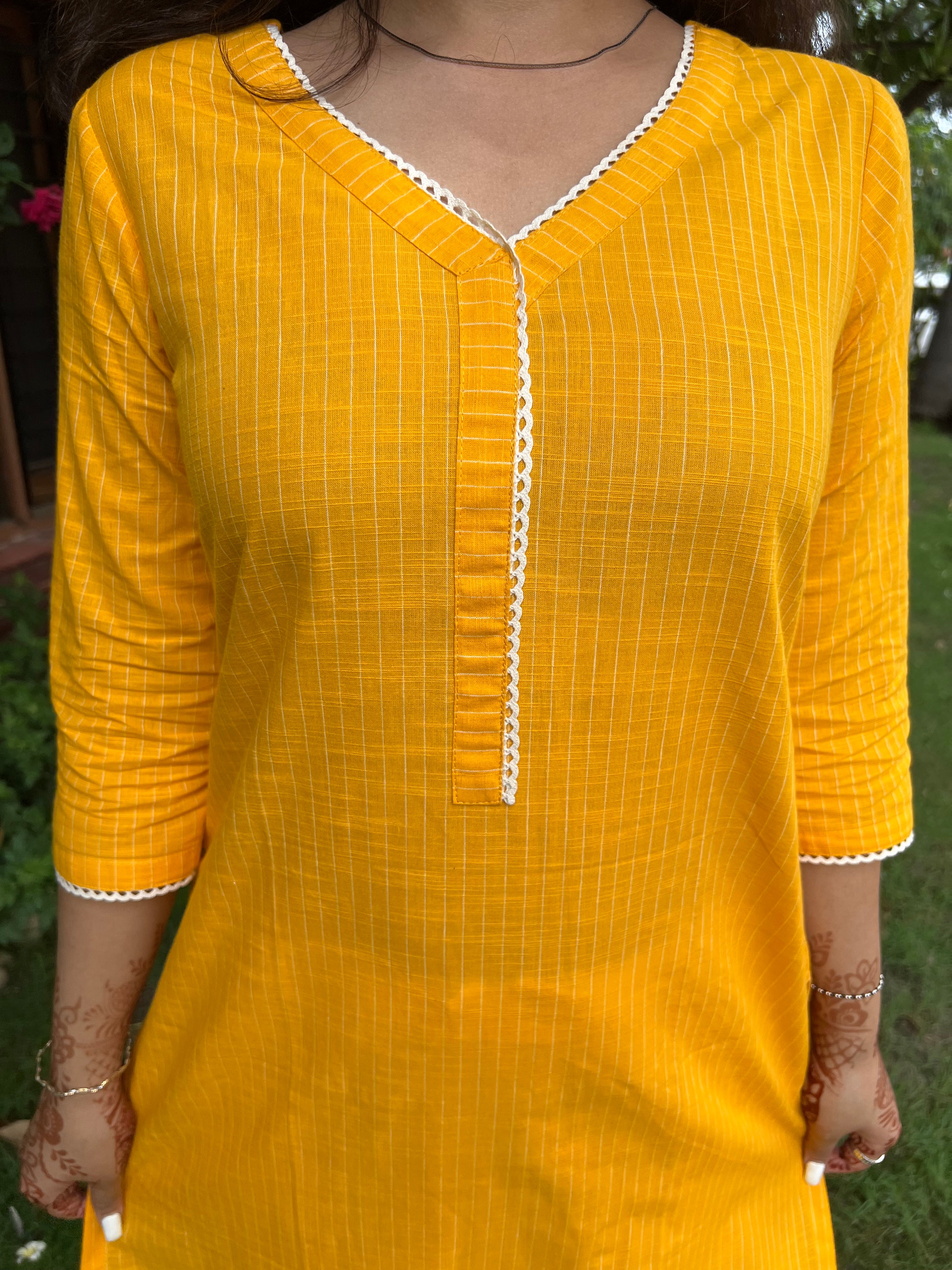 Yellow lines kurta only - MYSANSKRITAM