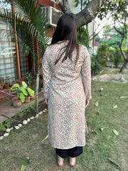 Cream Floral woollen Kurta