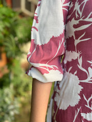 Pink White floral dress - MYSANSKRITAM