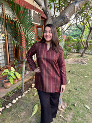 Multi line woollen short kurti