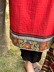 Maroon Button kurta with Chanderi Duppata