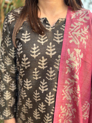 Grey Tussar Silk suit set