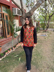 Black Kanni embroidered short kurti